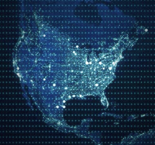 Night-lights map of the United States