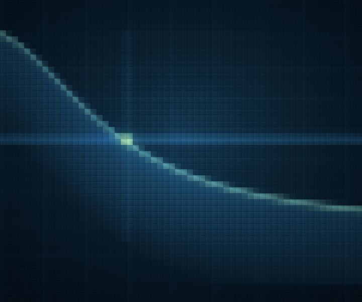 A falling cost curve crossing a flat line